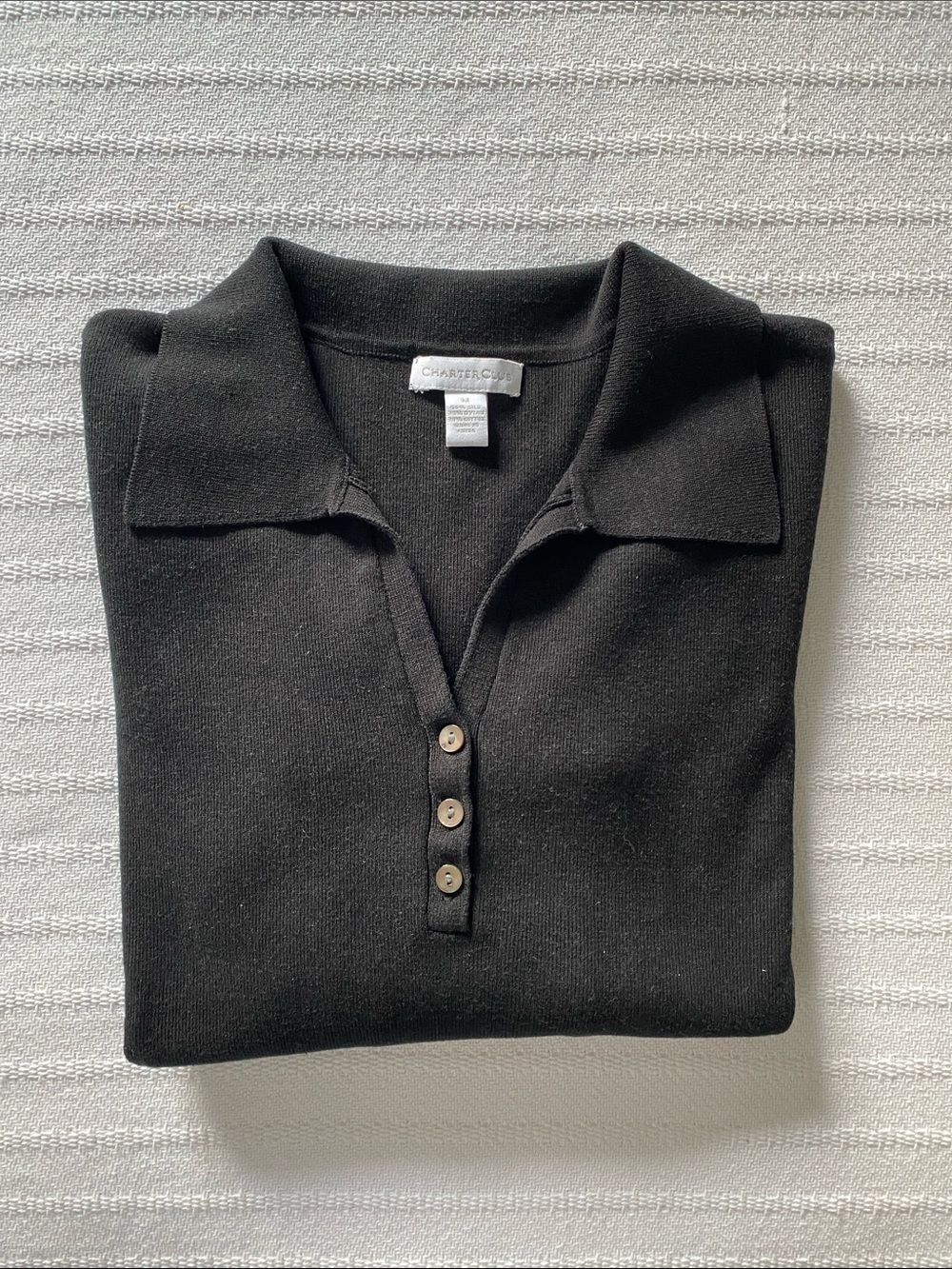 Charter Club Black V-Neck Sweater